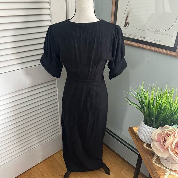 FREE PEOPLE Womens Dress Black Vintage Summer Midi Tie Front Whimsigoth *XS - Picture 5 of 12